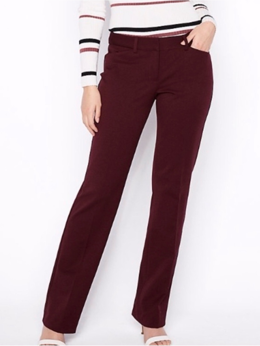 EXPRESS Columnist Barely Boot Mid-Rise Burgundy Pants